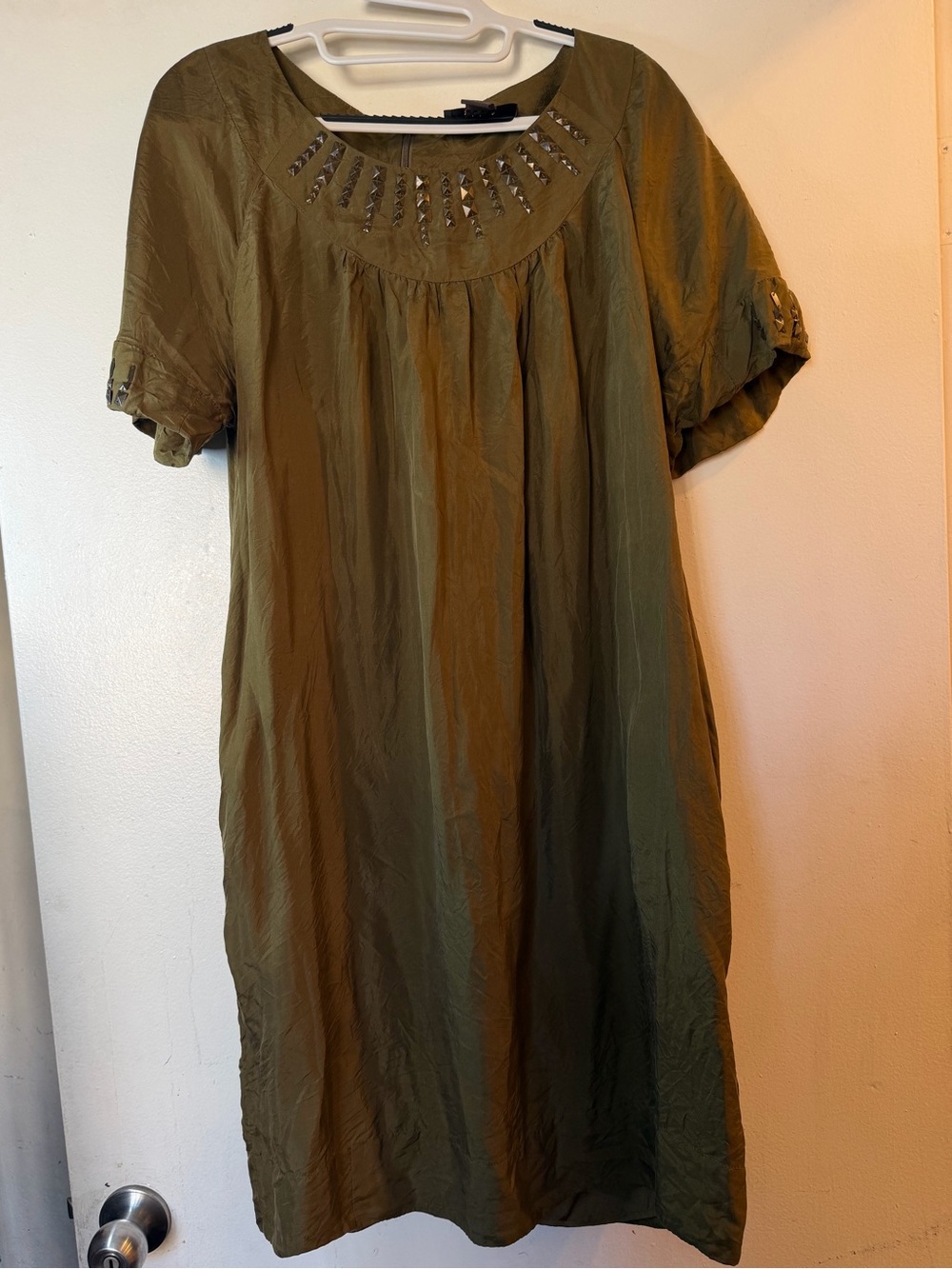 100% Silk Embellished Mini Shift Dress Size 16 - Picture 4 of 16
